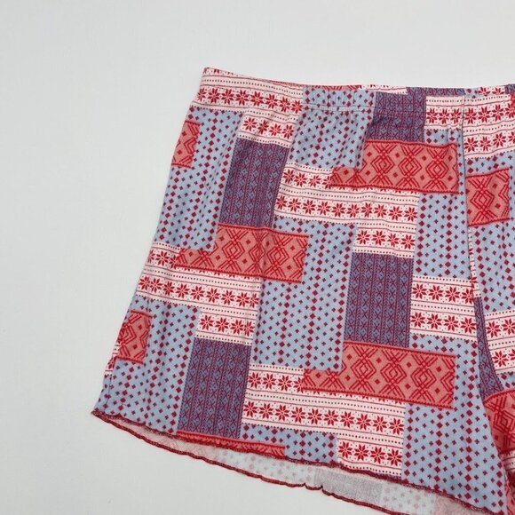 BP Womens Plus Size 3X Snowflake Print Brushed Knit Sleep Shorts Red/Blue 082 - Picture 2 of 6
